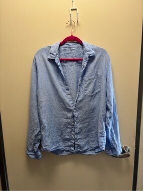Monoprix Light Blue Linen Shirt - Soft Chambray Look
